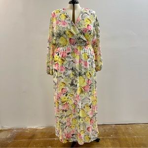 INC Women's Plus Long Sleeves Floral Print Maxi Dress 3X